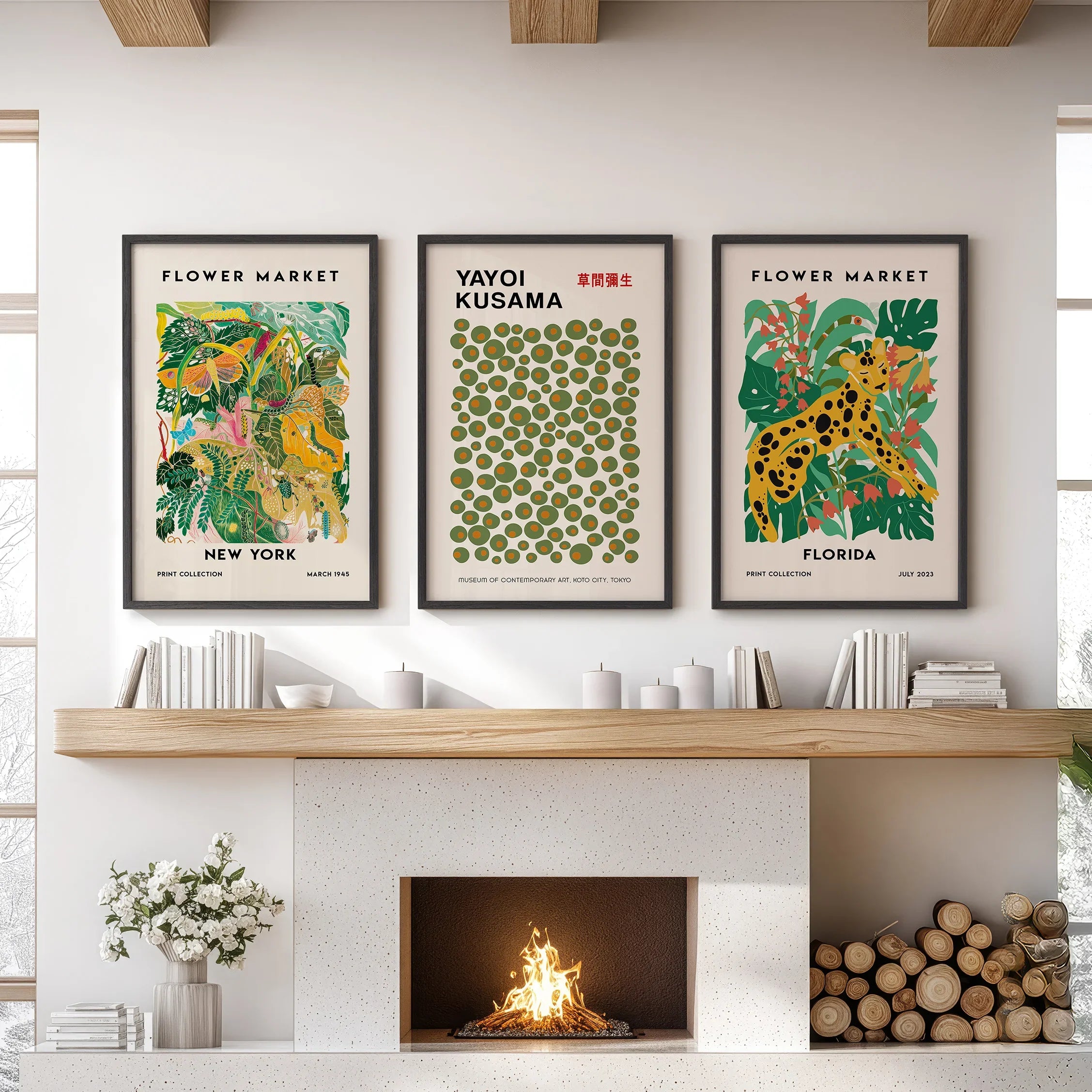 Flower Market, Kusama Art Prints. Modern Tropical Wall Decor