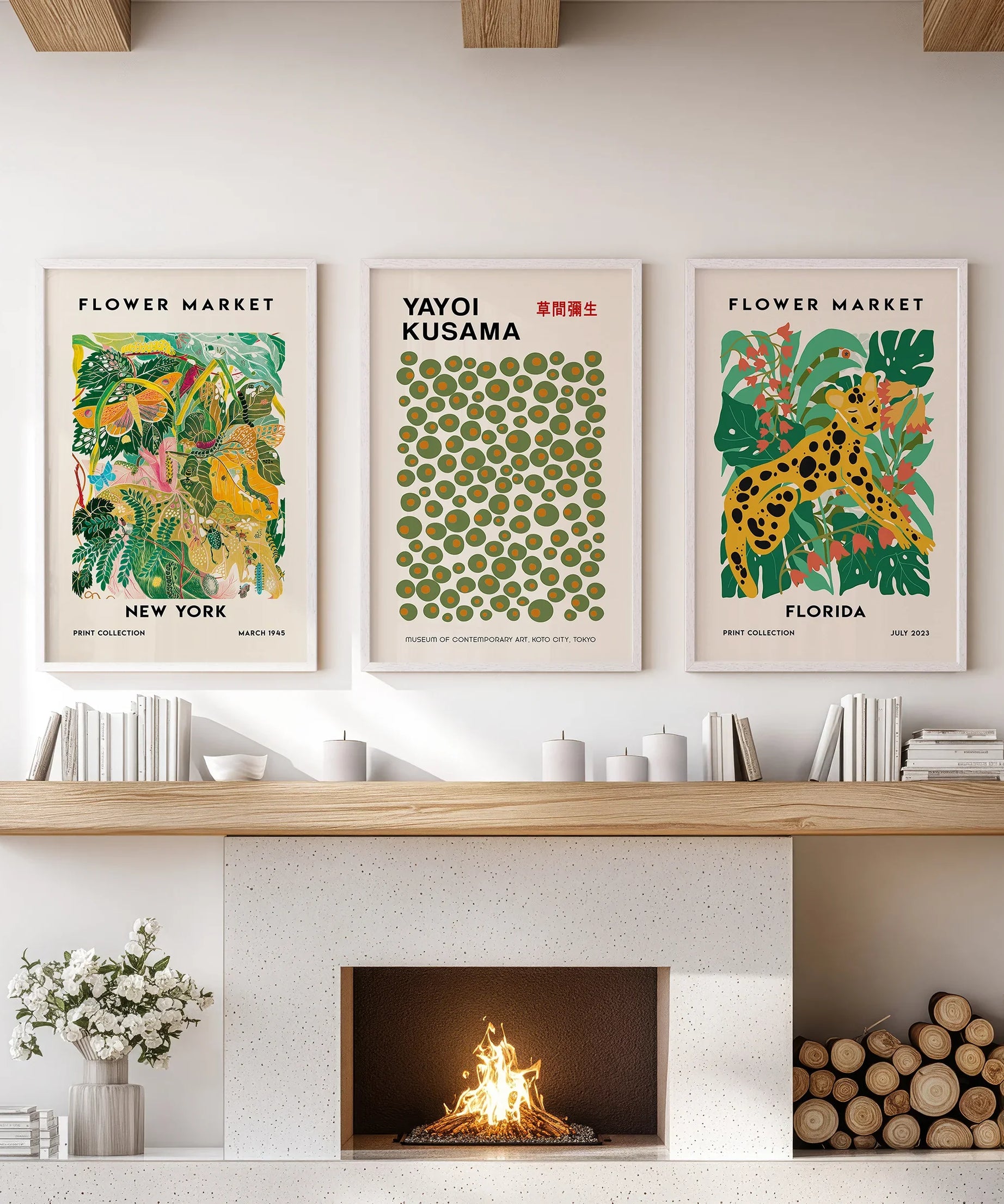 Flower Market, Kusama Art Prints. Modern Tropical Wall Decor