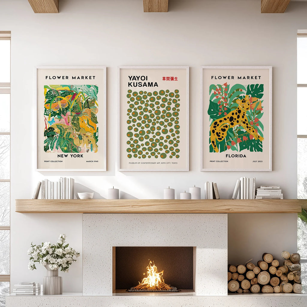 Flower Market, Kusama Art Prints. Modern Tropical Wall Decor