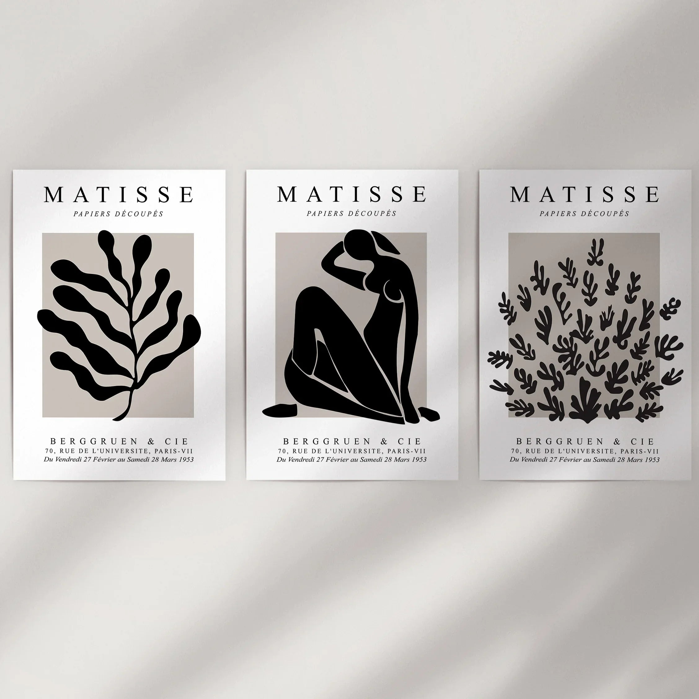 Matisse Posters Set of 3. Minimalist Botanical, Figure Prints