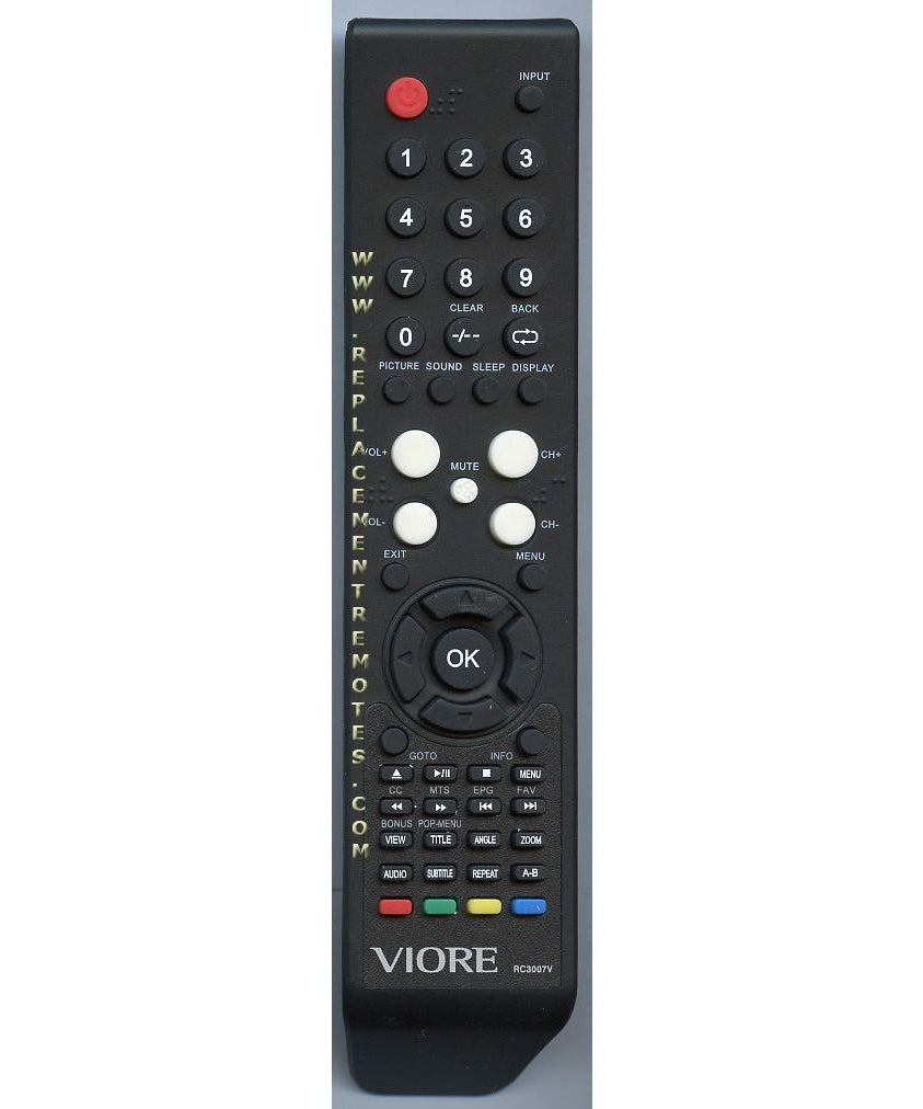 Viore RC3007V TV/DVD Remote Control