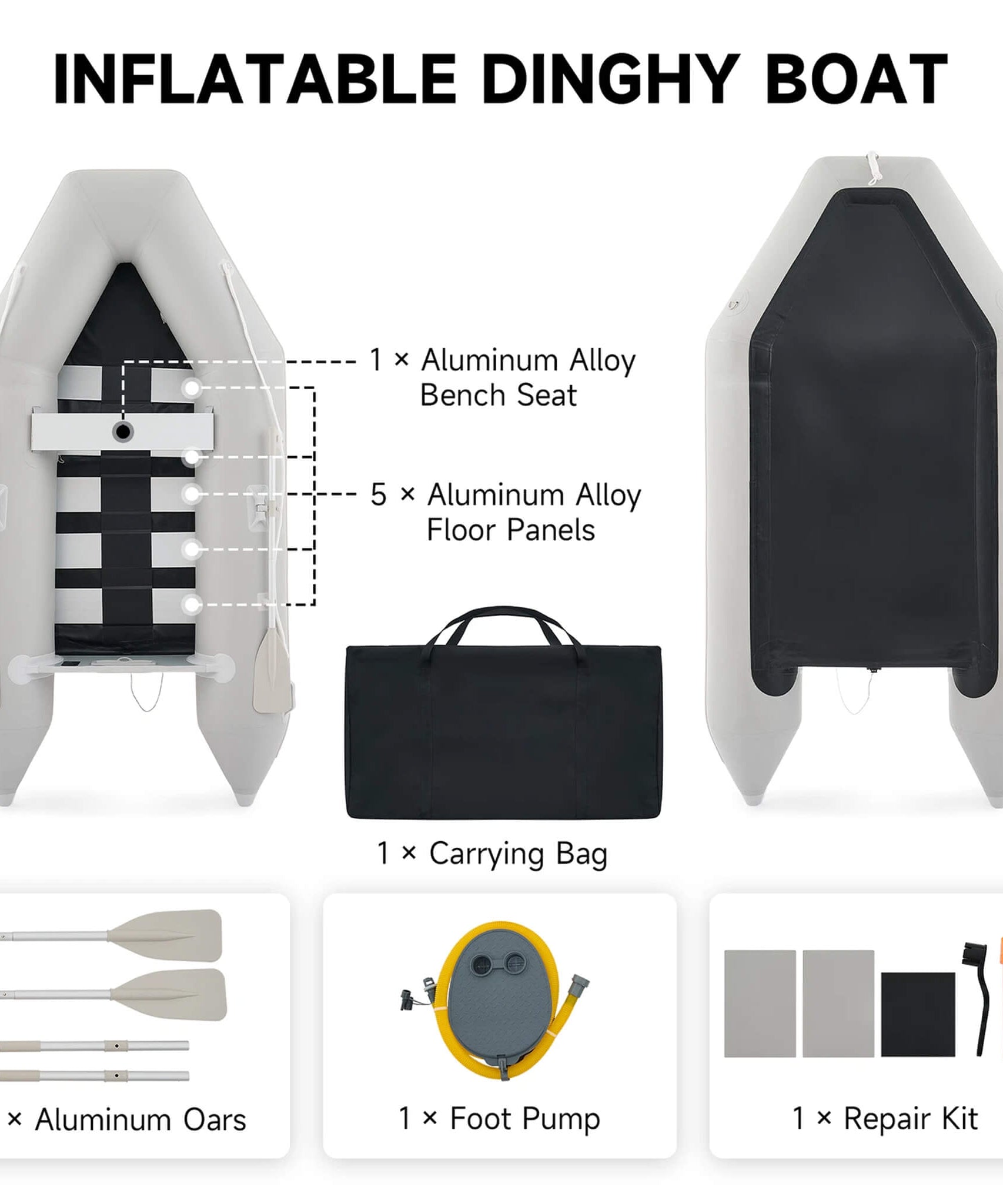 Virtue US 10FT 4-Person Heavy-Duty Inflatable Dinghy Transom Sport Tender Boat (SAK98153)