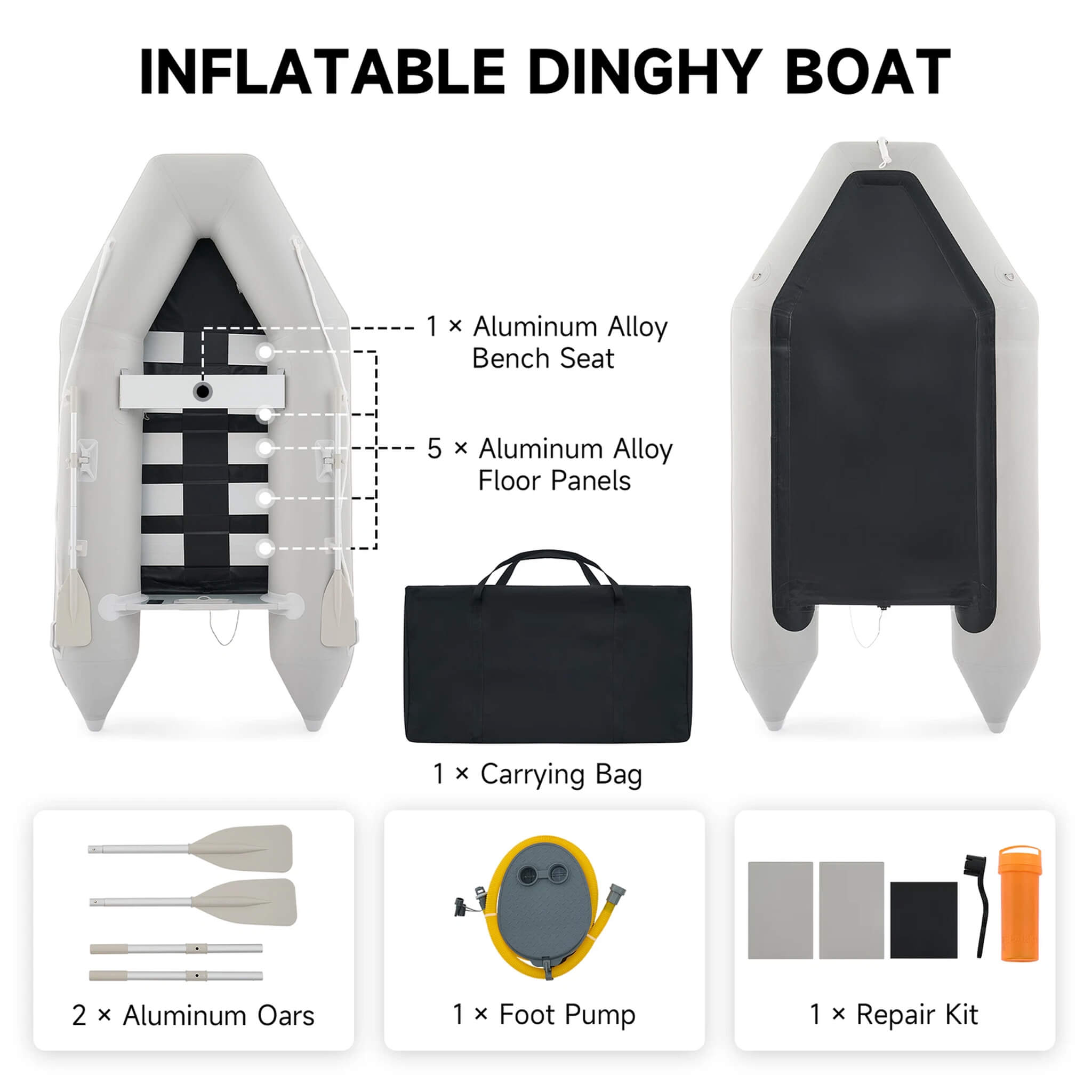 Virtue US 10FT 4-Person Heavy-Duty Inflatable Dinghy Transom Sport Tender Boat (SAK98153)