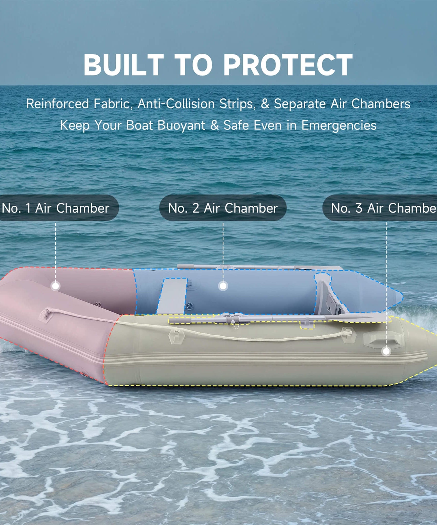Virtue US 10FT 4-Person Heavy-Duty Inflatable Dinghy Transom Sport Tender Boat (SAK98153)