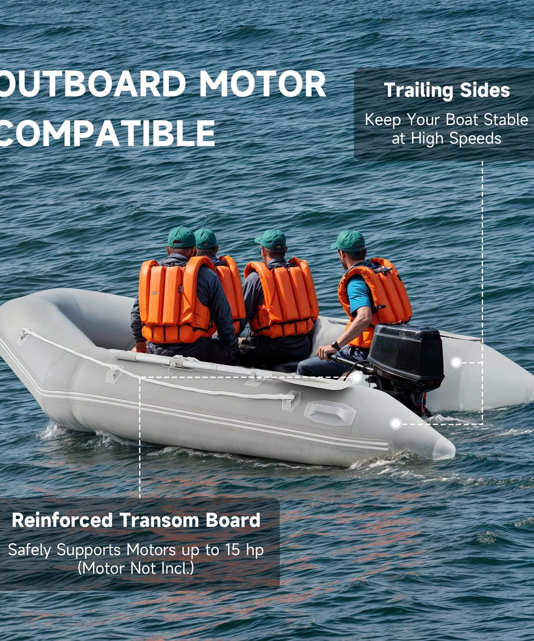 Virtue US 10FT 4-Person Heavy-Duty Inflatable Dinghy Transom Sport Tender Boat (SAK98153)