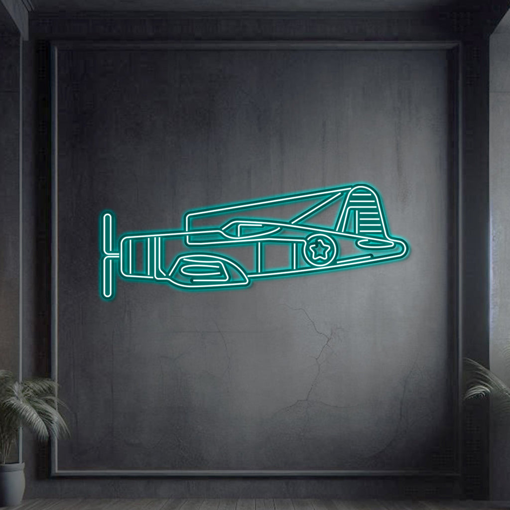 F4U Corsair Metal Neon Aircraft Wall Art - NCN0034