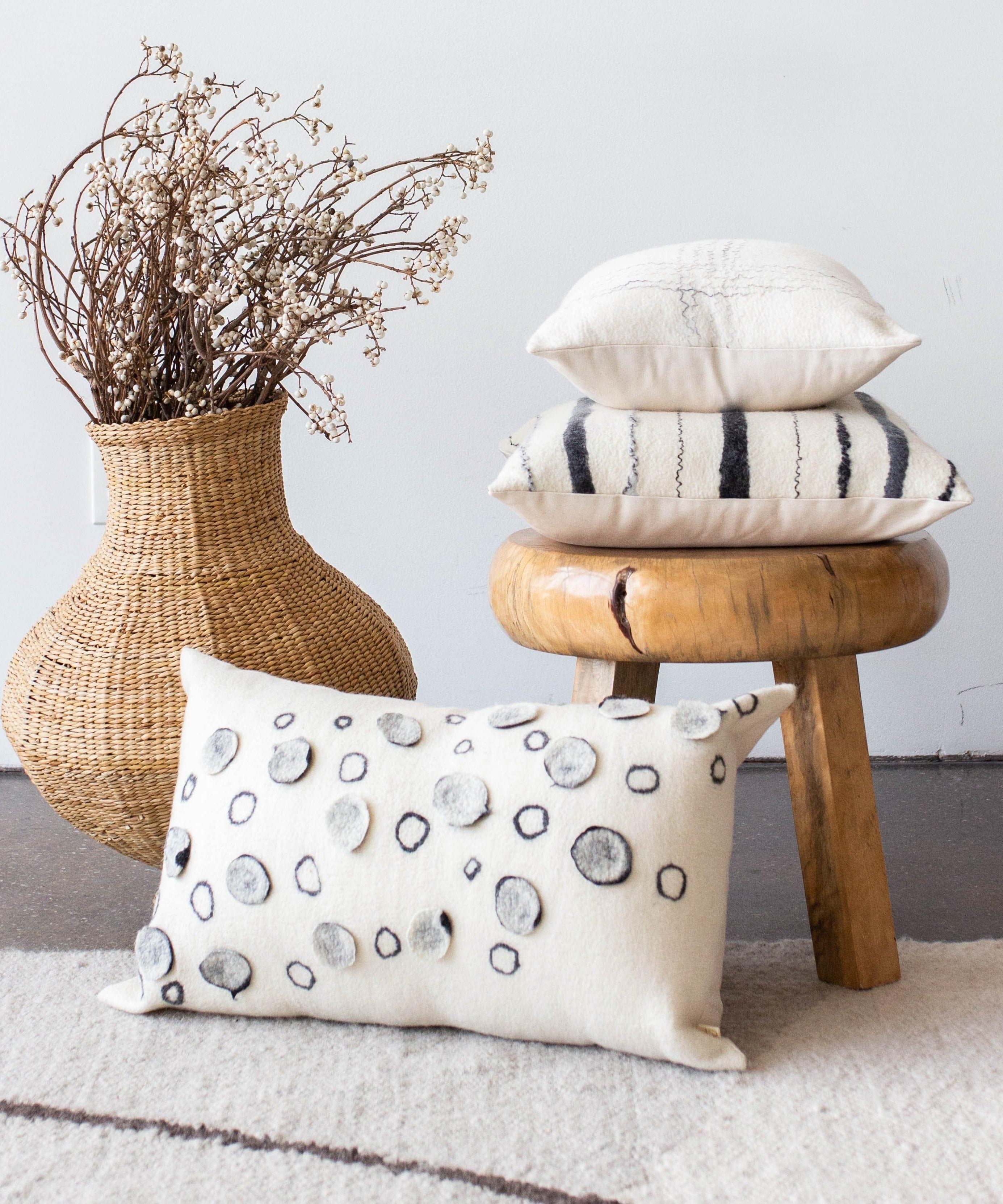 Waterlily Oversized Merino Wool Lumbar Throw Pillow