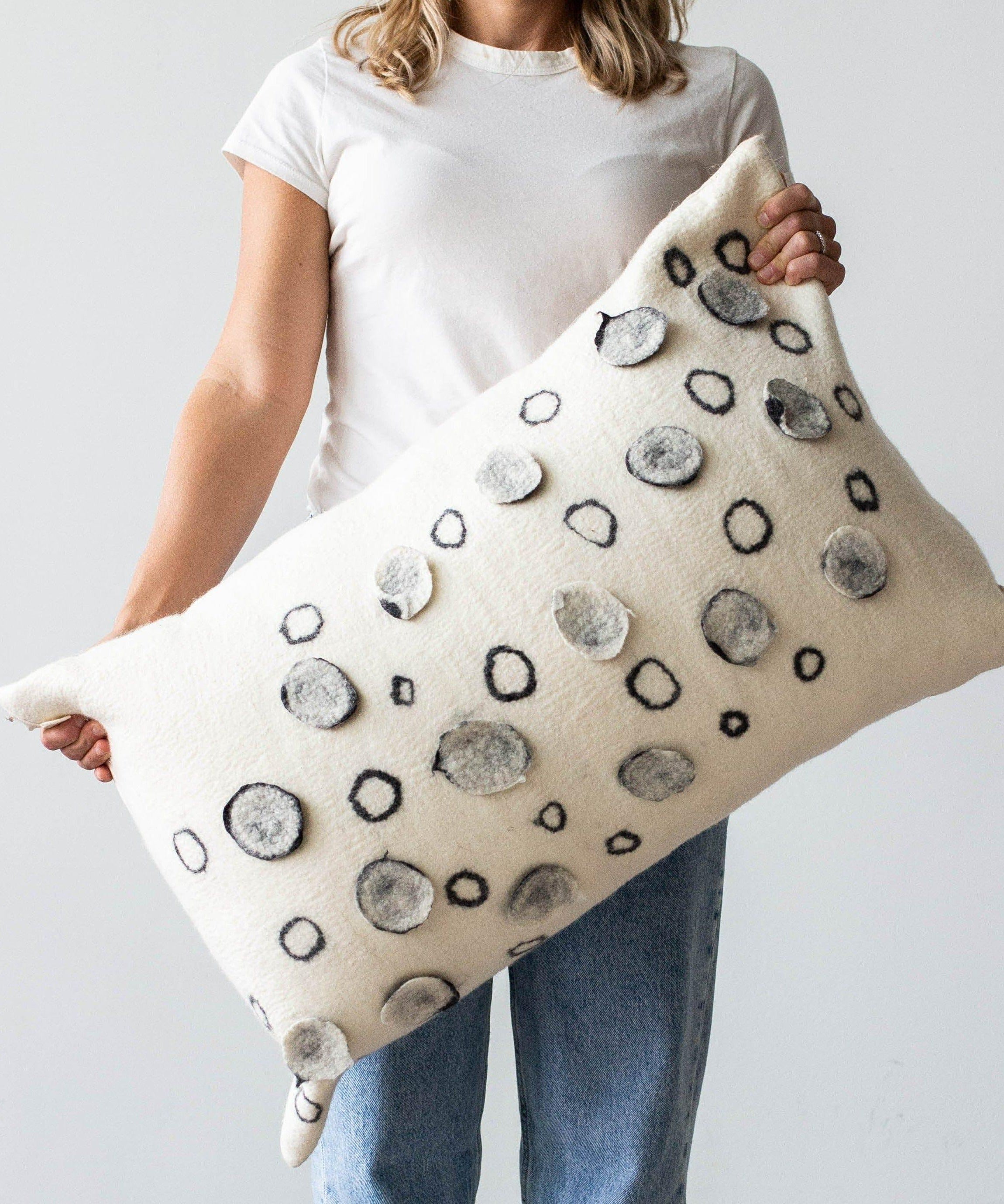 Waterlily Oversized Merino Wool Lumbar Throw Pillow