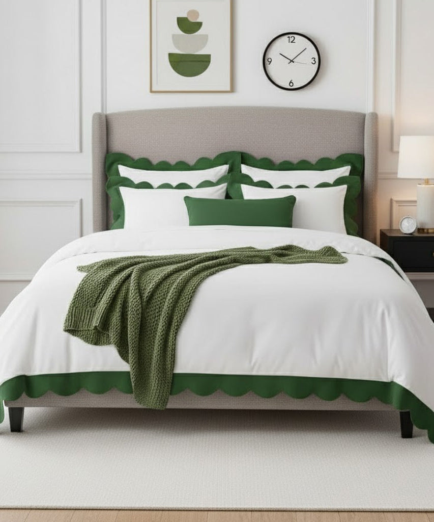 Wavy Applique Embroidery Cotton Duvet Cover Set