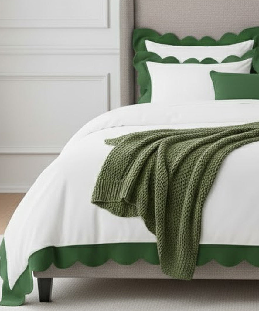 Wavy Applique Embroidery Cotton Duvet Cover Set