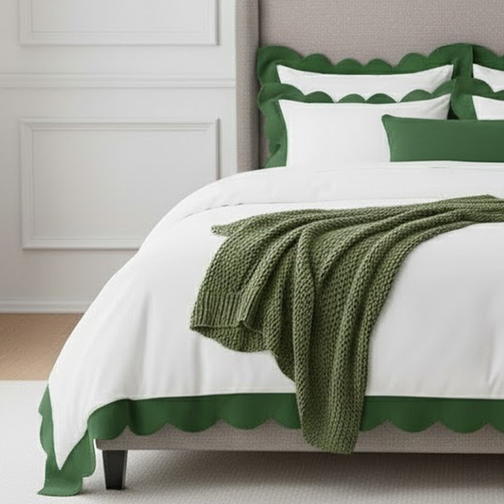 Wavy Applique Embroidery Cotton Duvet Cover Set