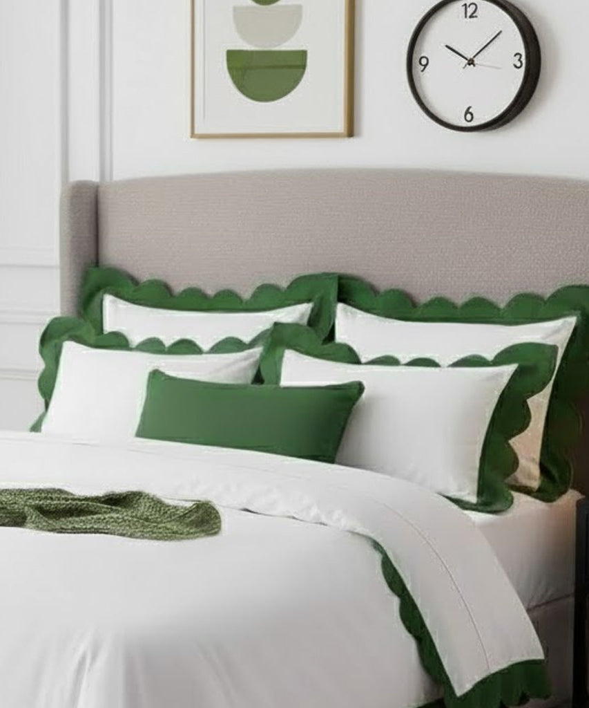 Wavy Applique Embroidery Cotton Duvet Cover Set