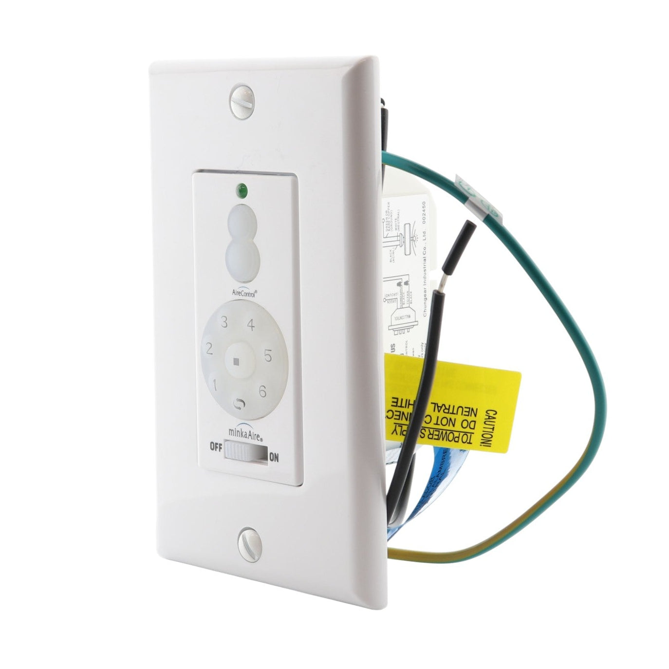 Minka Aire WC500 Wired Wall Plate Ceiling fan Remote Control | 6-Speed | For/Rev | Light Up/Down & Dimming - WC500