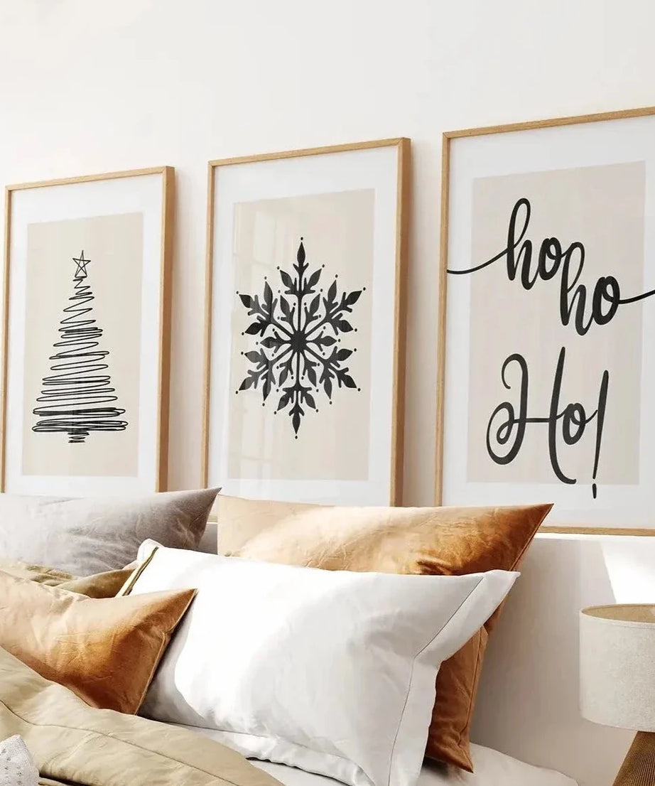 Nordic Style Weihnachtstriptychon Wandbilder Set