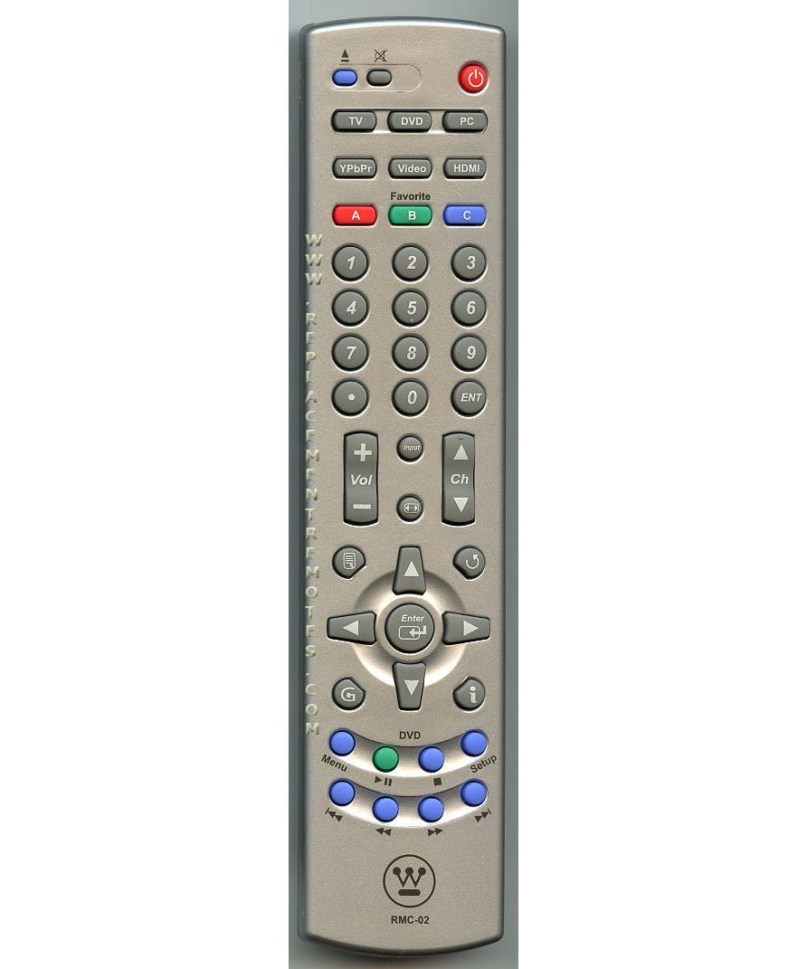 Westinghouse RMC02 TV/DVD Remote Control
