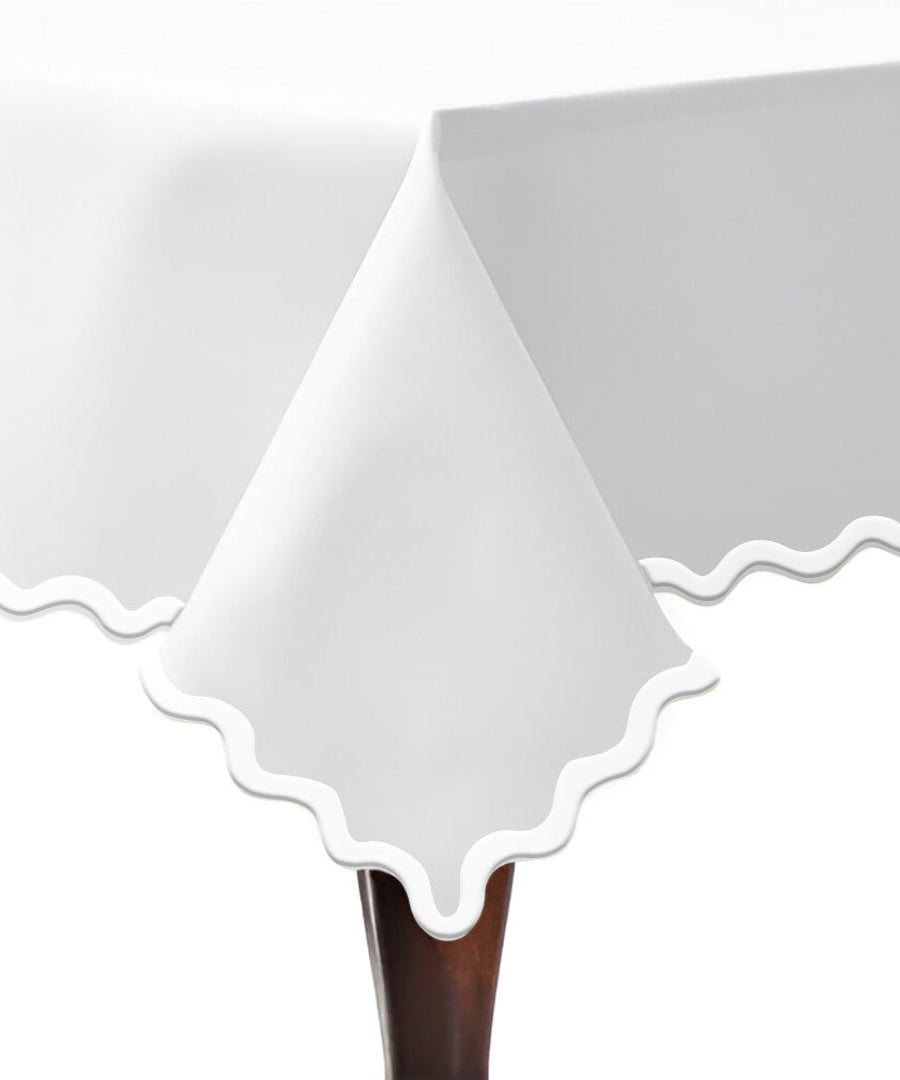 Applique Scalloped Embroidery Cotton Table Cloth