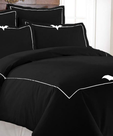 Bat Embroidered Duvet Cover Set Black
