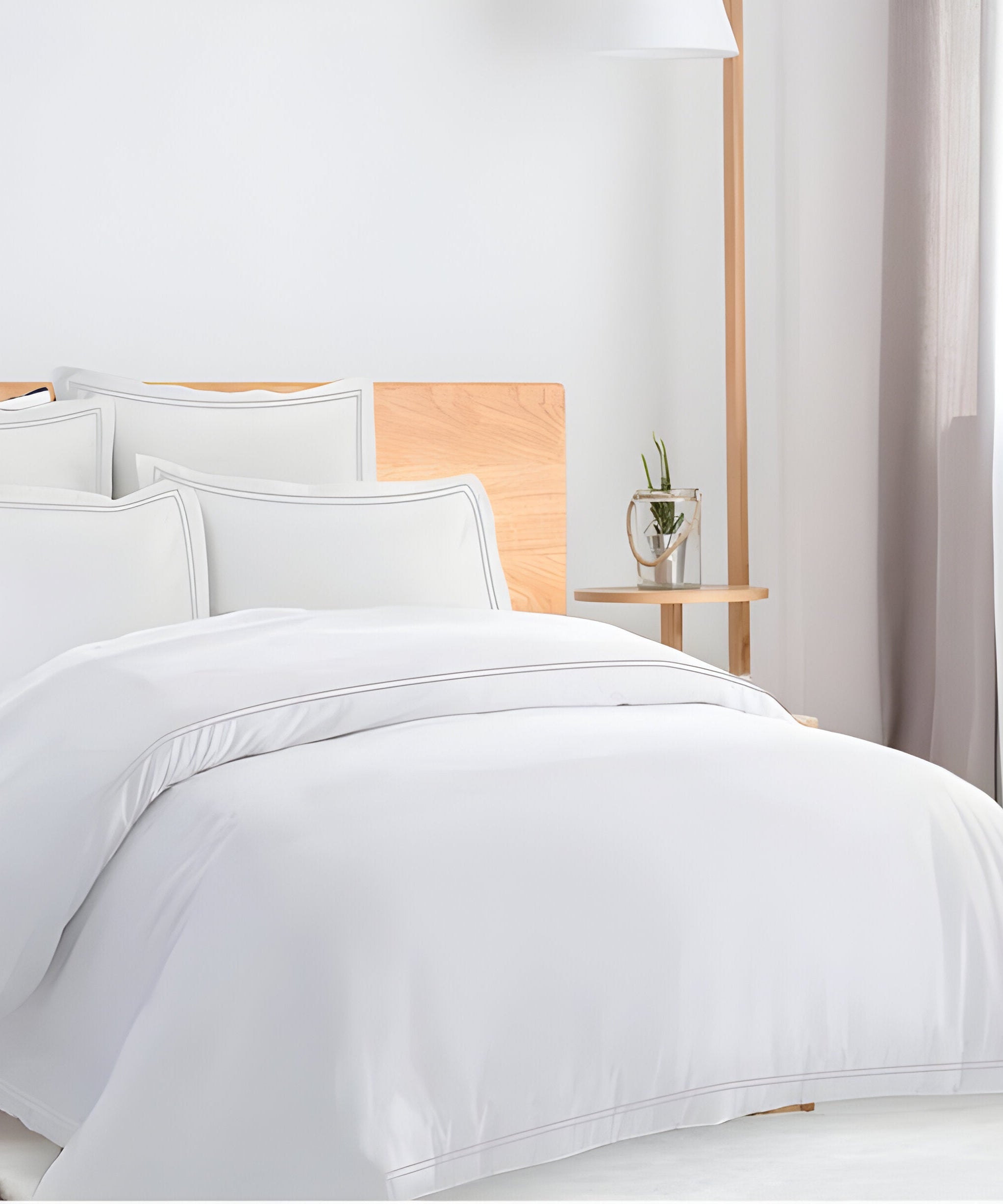 400TC Cotton Double Edge Embroidery Sateen Solid Duvet Cover Set