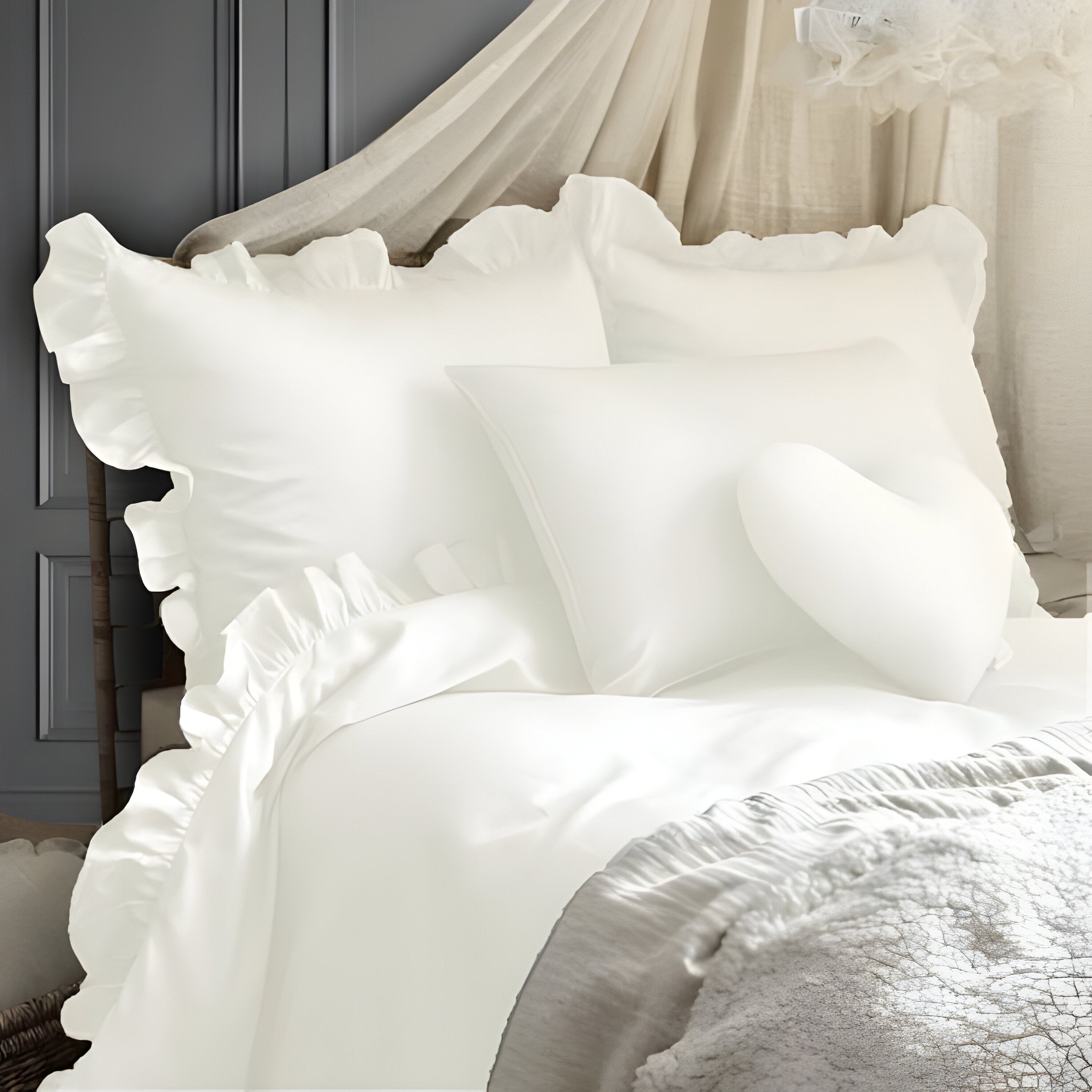 400TC Cotton Sateen Ruffle Duvet Cover Set
