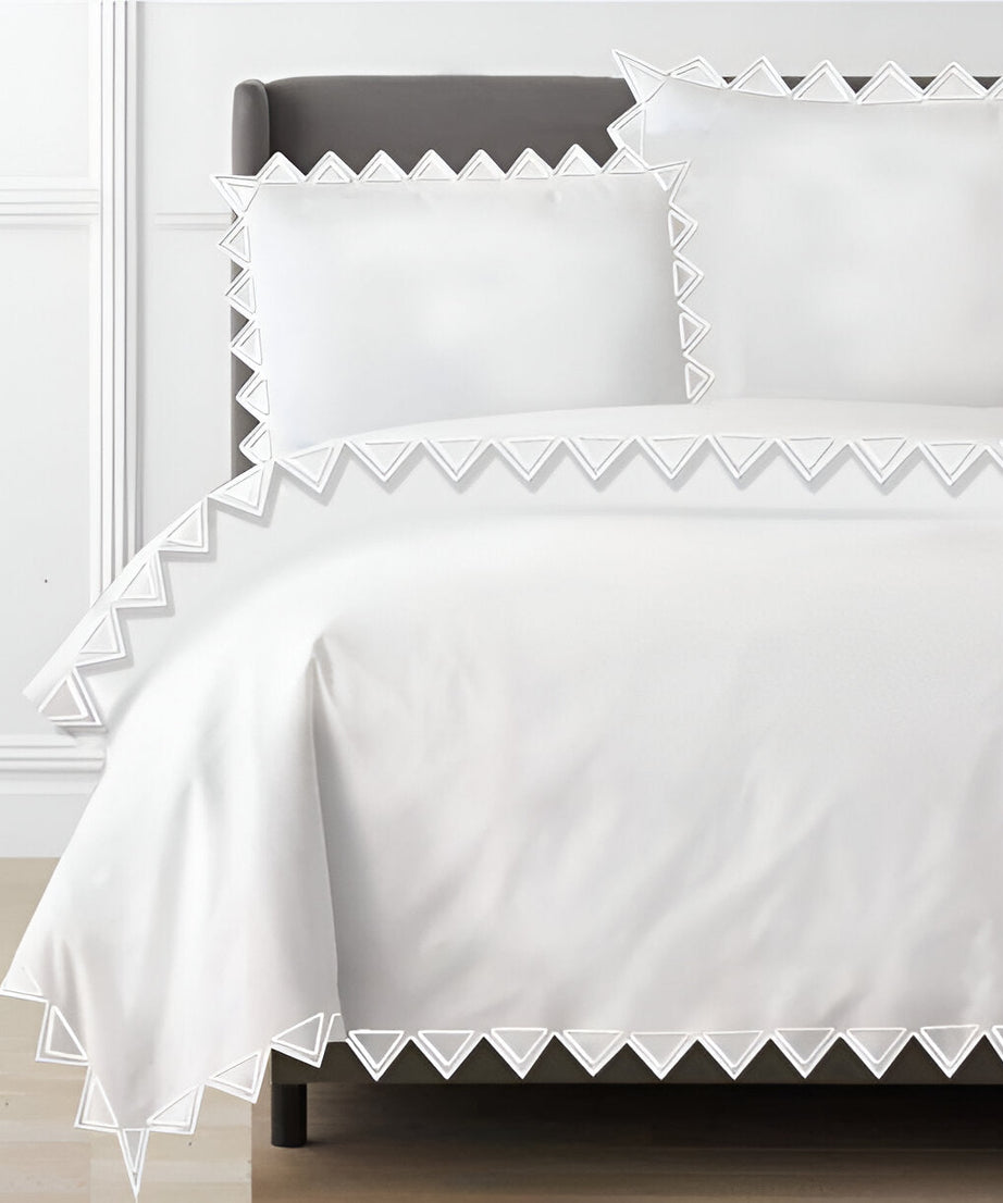 Ashley 400TC Cotton Traingle Embroidery Sateen Solid Duvet Cover Set