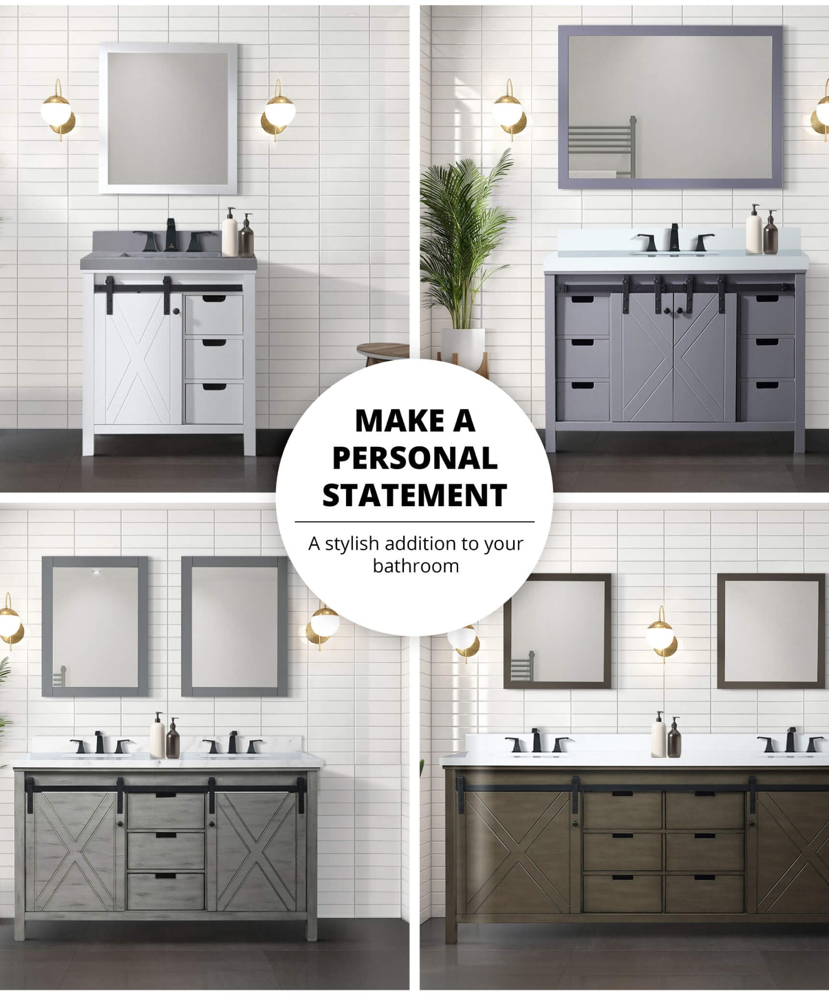 Nuvia White Bathroom Vanity With Gray Quartz Top And Faucet Set (SAK40685)