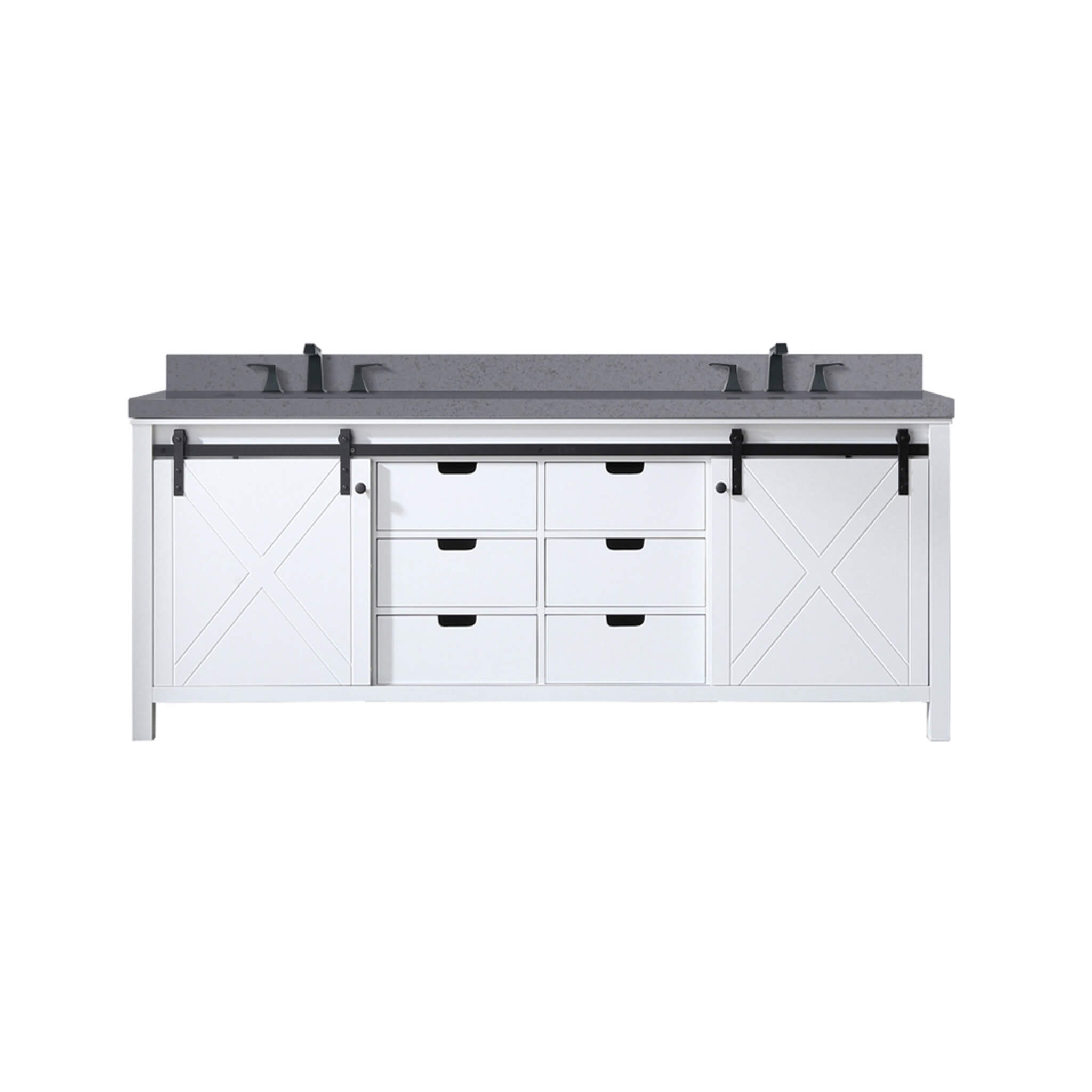 Nuvia White Bathroom Vanity With Gray Quartz Top And Faucet Set (SAK40685)