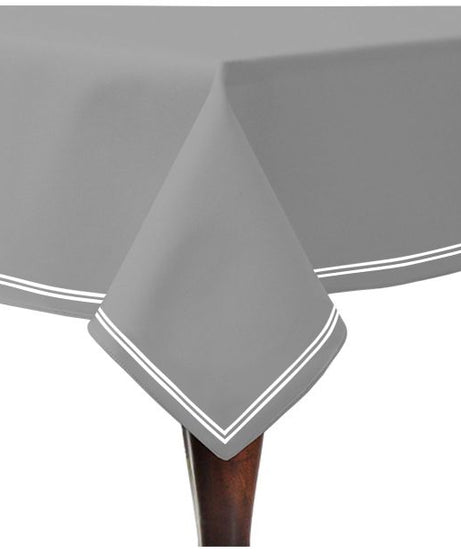 Double Embroidery Border Sateen Cotton Solid Table Cloth - Light Grey