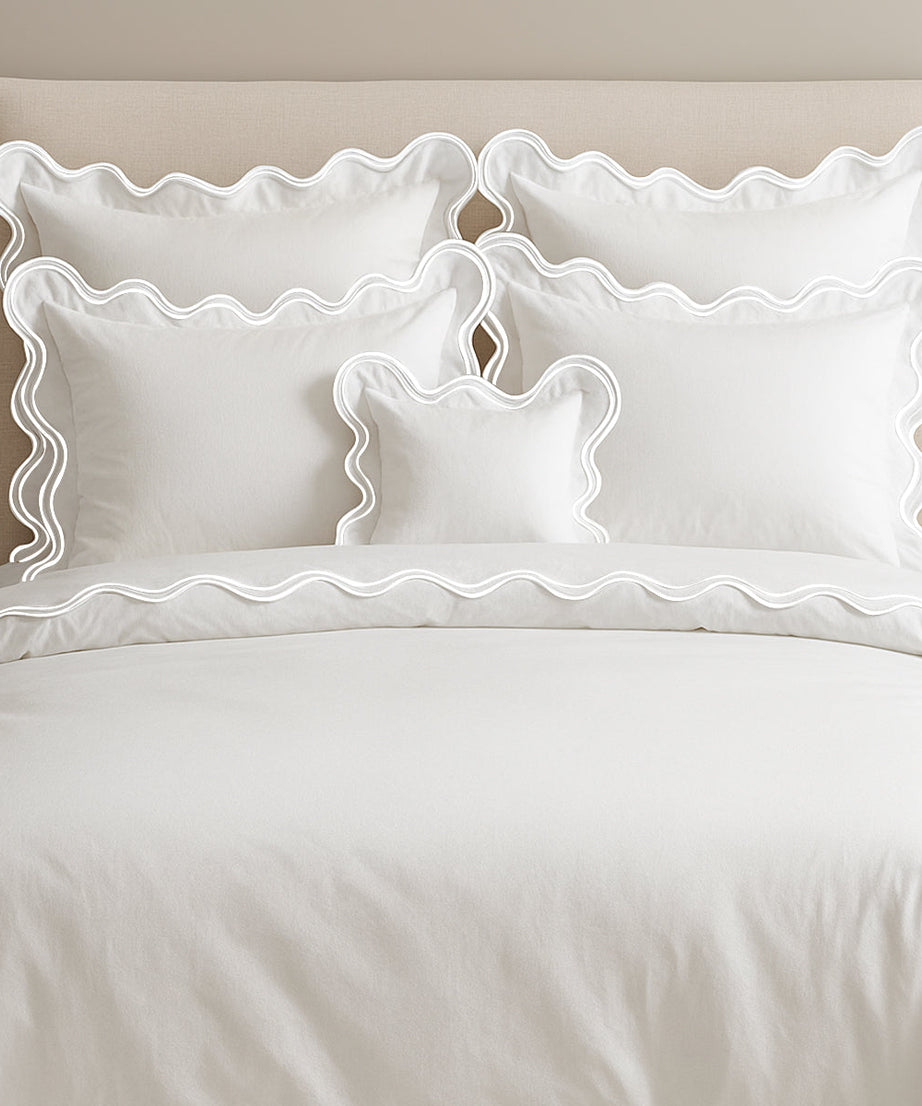 400TC Cotton Sateen Luxurious Double Scalloped Duvet Cover Set