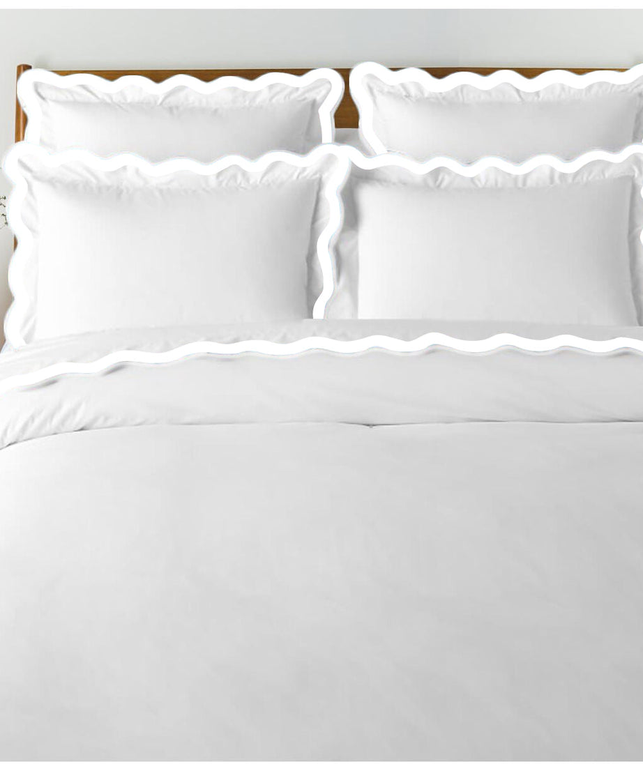 400TC Applique Scalloped Embroidery Cotton Duvet Cover Set