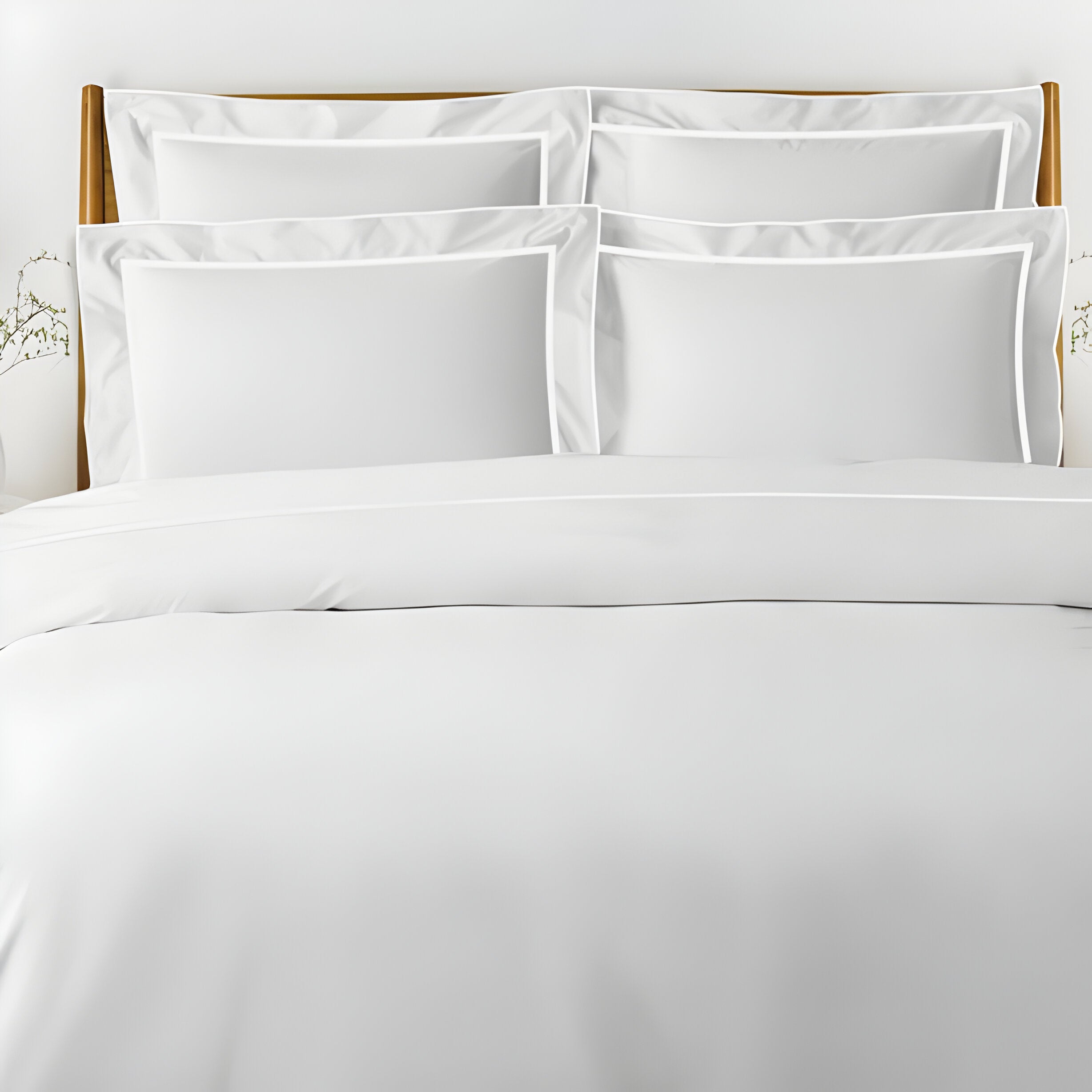 400TC Embroidery & Border Cotton Sateen Solid Duvet Cover Set