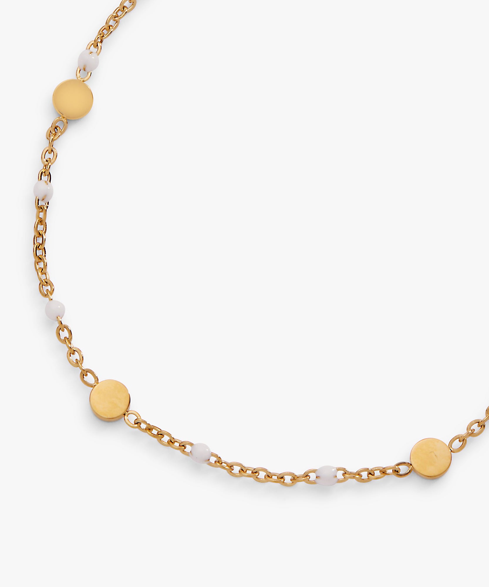 White Enameled Chain Coin Station Anklet