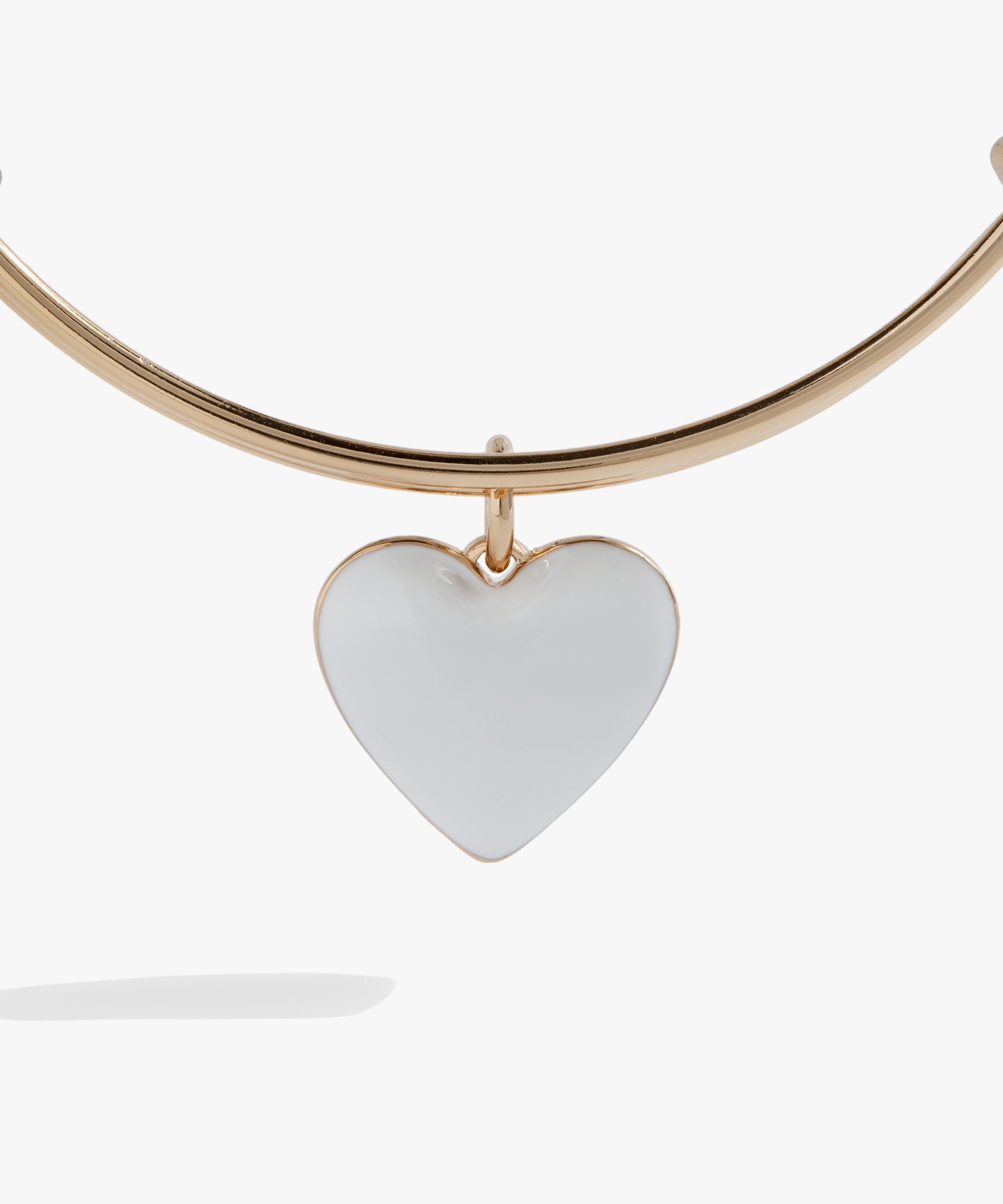 White Enamel Heart Charm Bangle