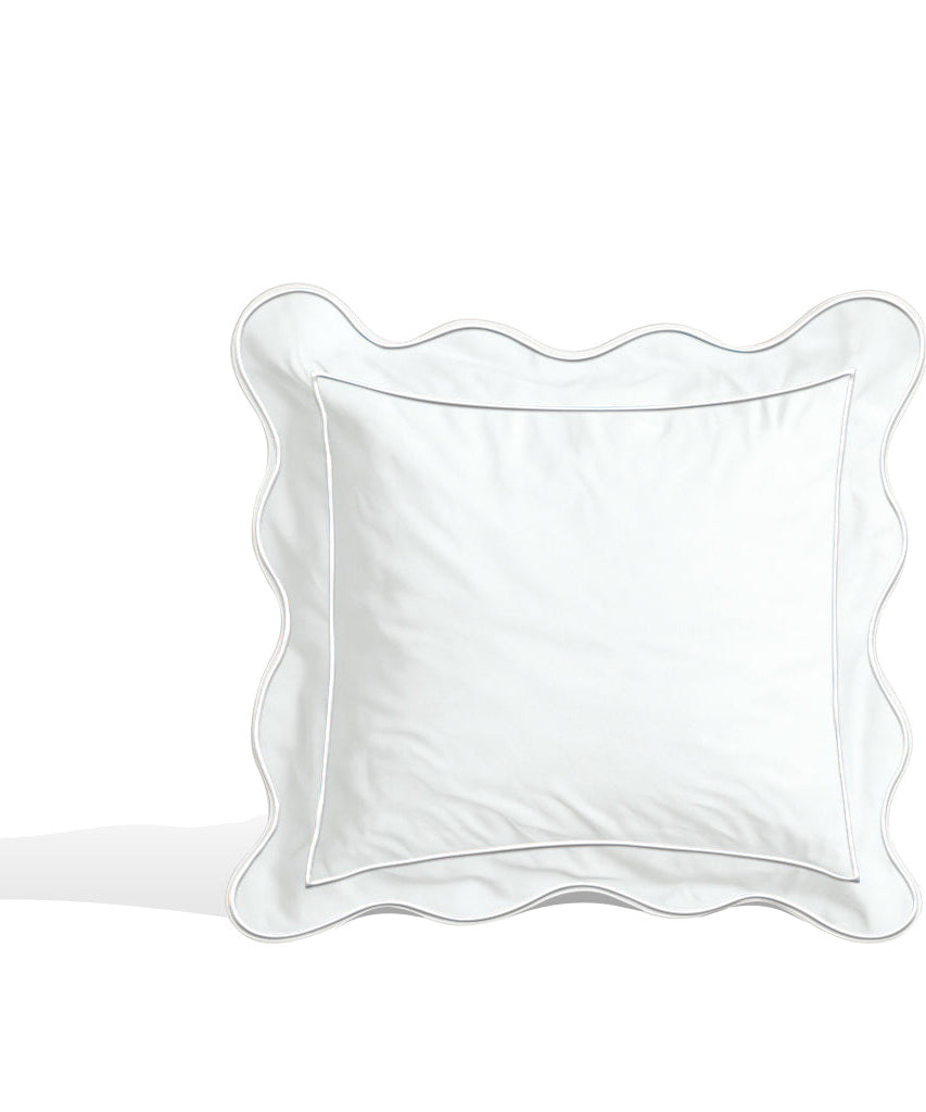 Monogram 400TC Cotton Scallop Embroidery & Border Sateen Solid Euro Sham