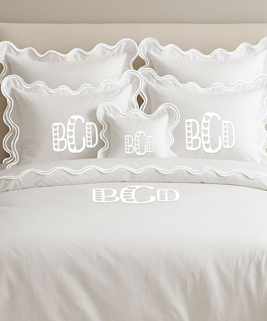 Monogram Cotton Luxurious Double Scallop Duvet Cover