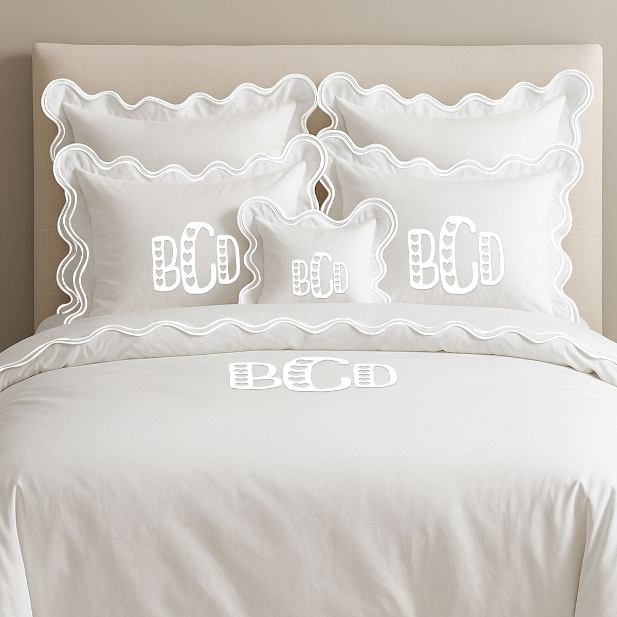 Monogram Cotton Luxurious Double Scallop Duvet Cover