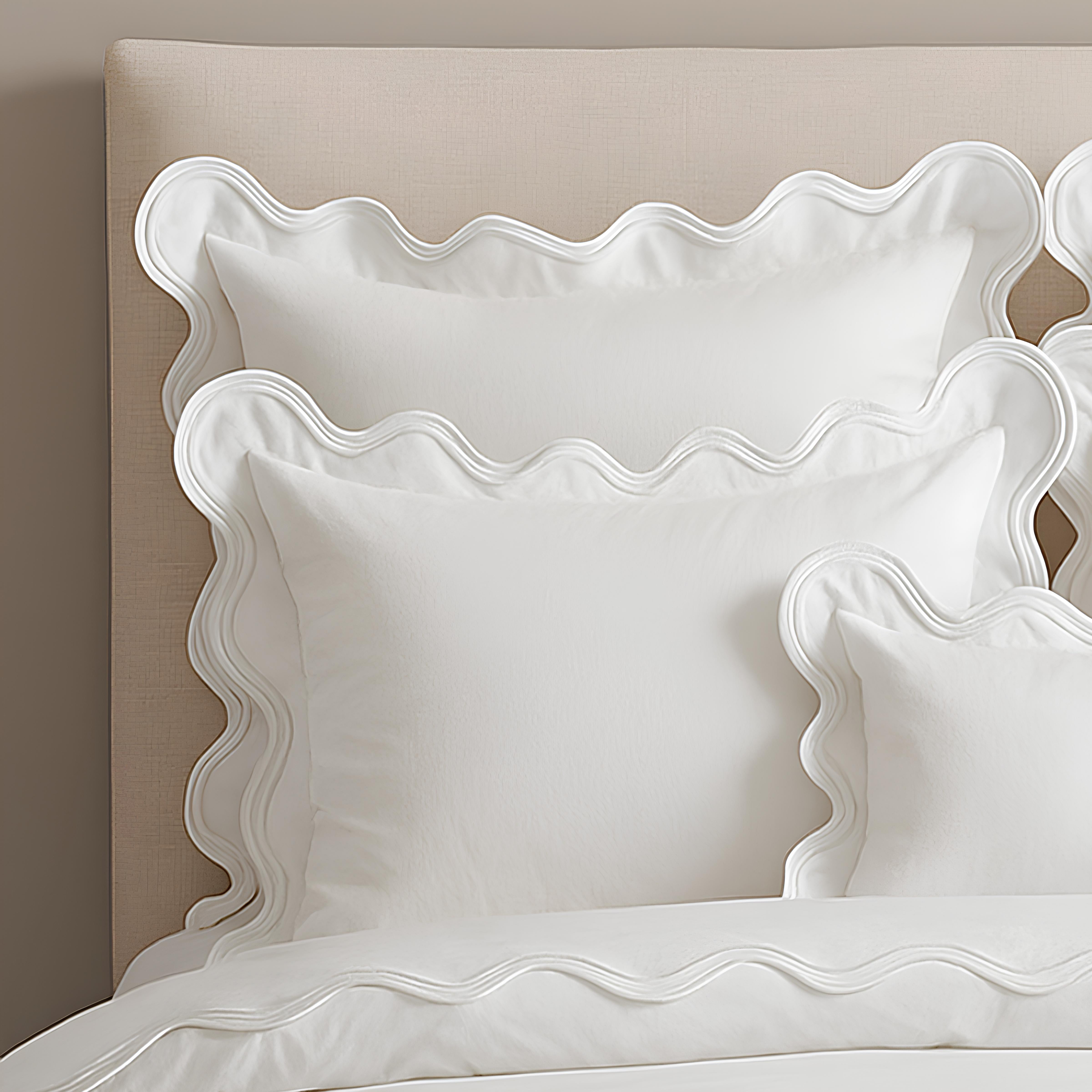 400TC Cotton Sateen Luxurious Double Scalloped Duvet Cover Set