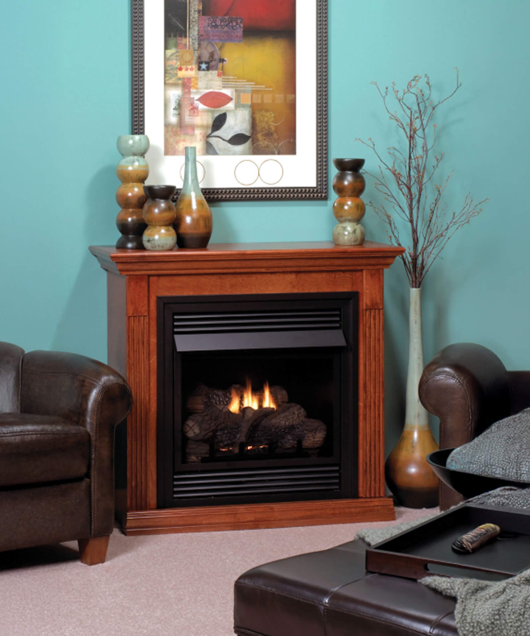 White Mountain Hearth (Empire) Vail 26-Inch Vent-Free Propane/Natural Gas Fireplace With Outer Frame, Hood, Louvers & Log Set (SAK42581)