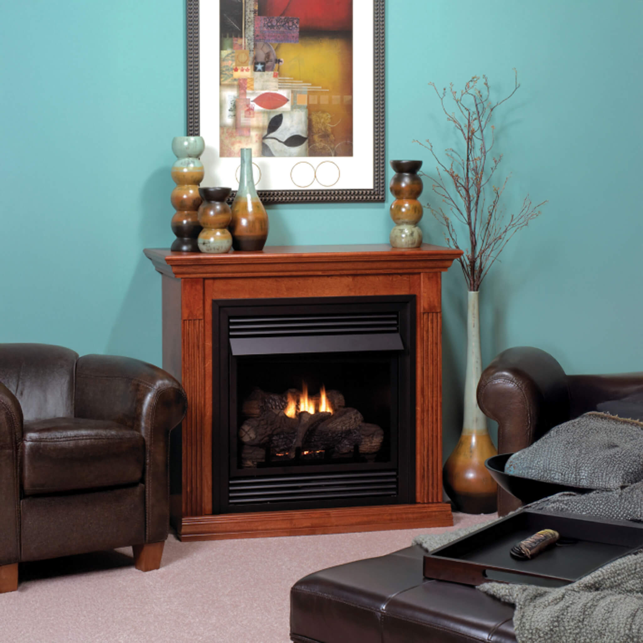 White Mountain Hearth (Empire) Vail 32-Inch Vent-Free Propane/Natural Gas Fireplace With Outer Frame, Hood, Louvers (SAK41582)