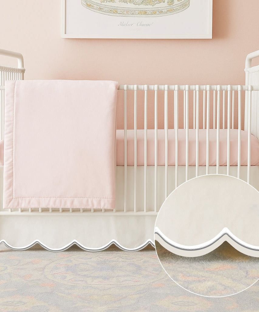 Scallop Embroidery Cotton Crib Skirt