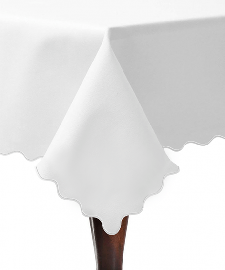 Scallop Embroidery Sateen Cotton Solid Table Cloth