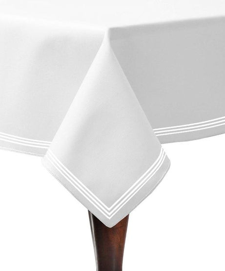 Triple Embroidery Border Sateen Cotton Solid Table Cloth