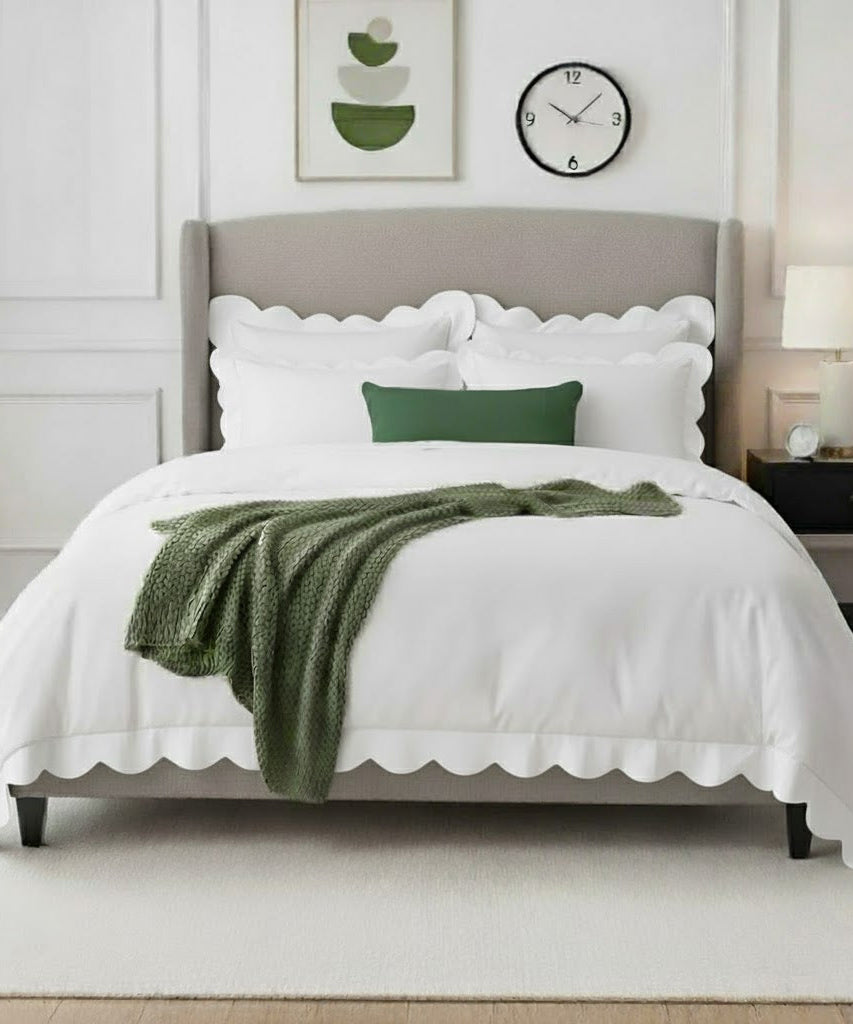 Wavy Applique Embroidery Cotton Duvet Cover Set