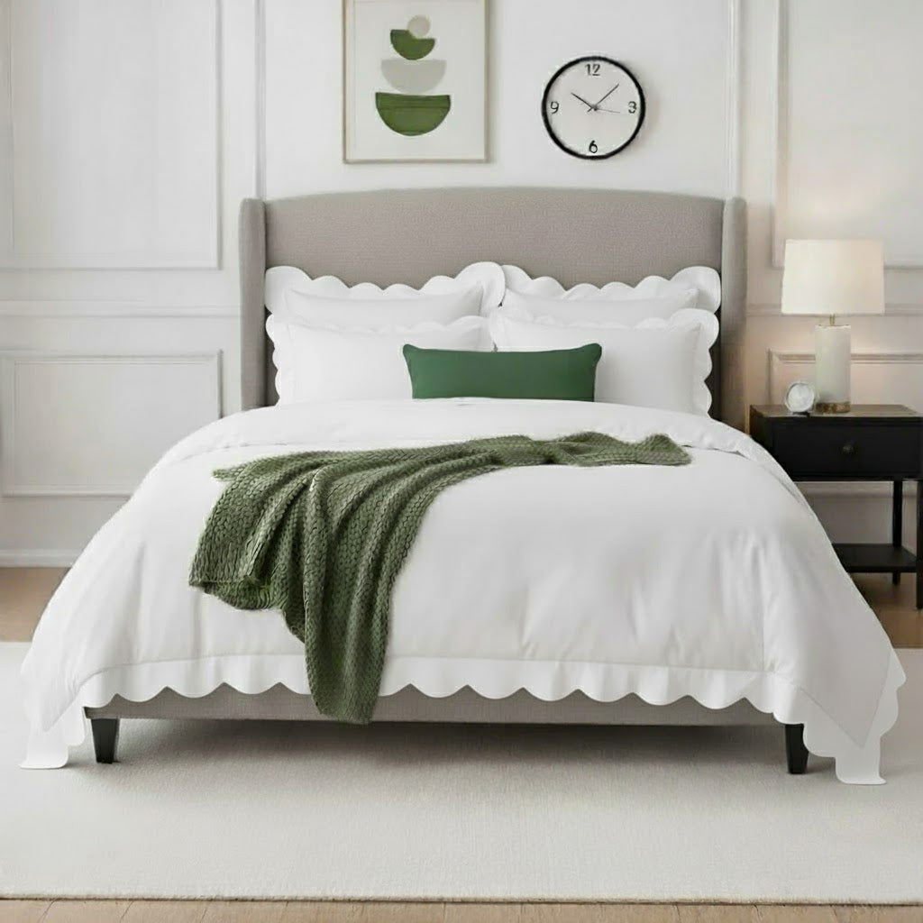 Wavy Applique Embroidery Cotton Duvet Cover Set
