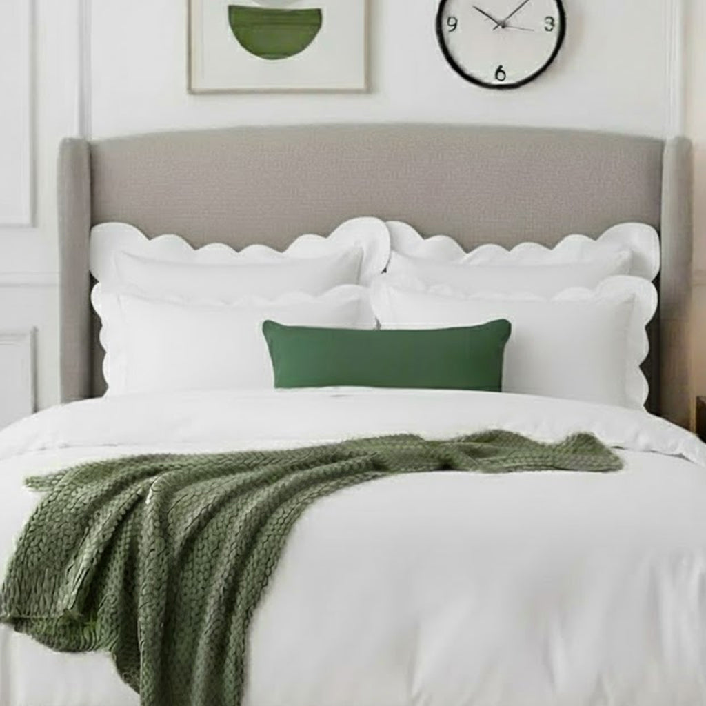 Wavy Applique Embroidery Cotton Duvet Cover Set