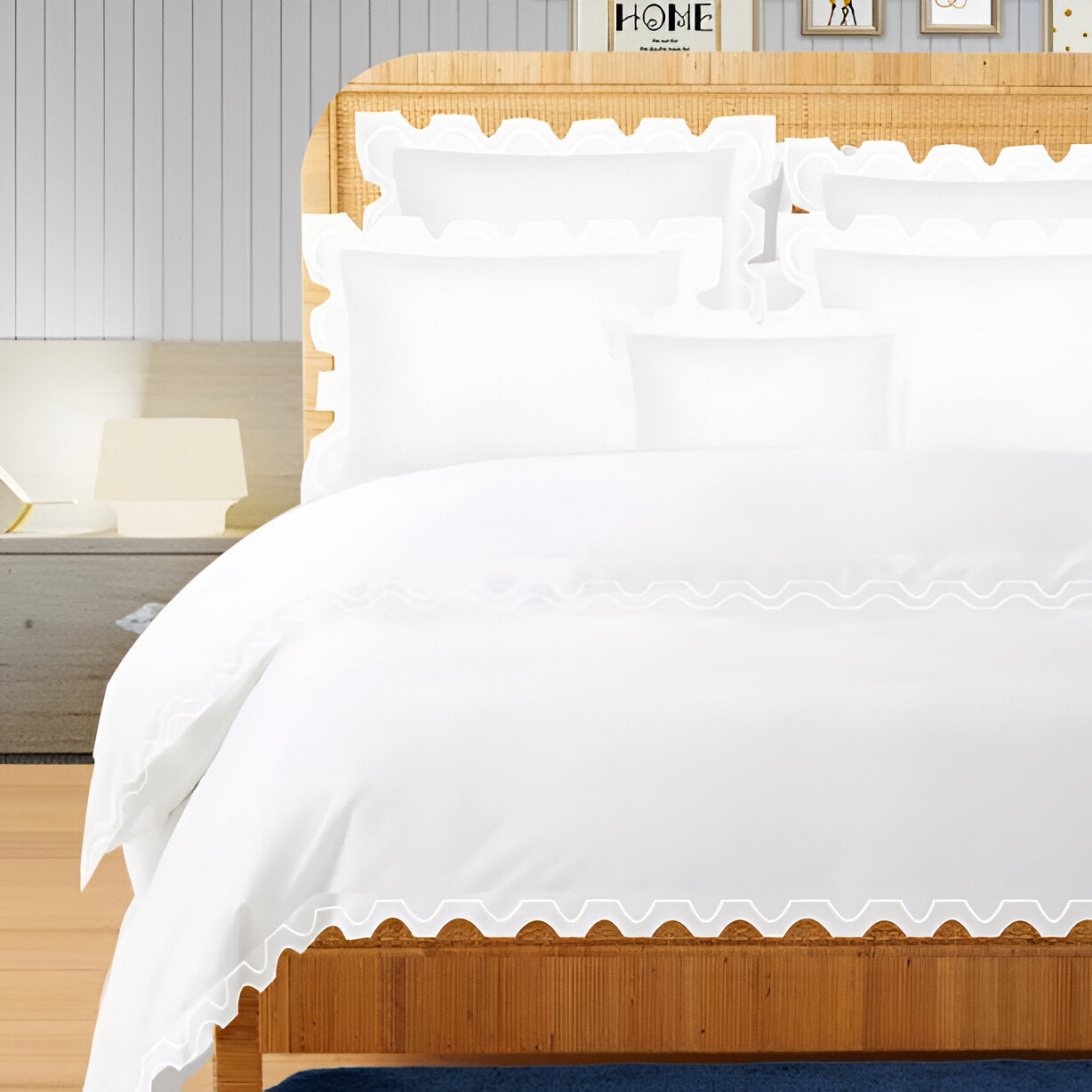 400TC Zig & Zag U Shape Embroidery Cotton Duvet Cover Set
