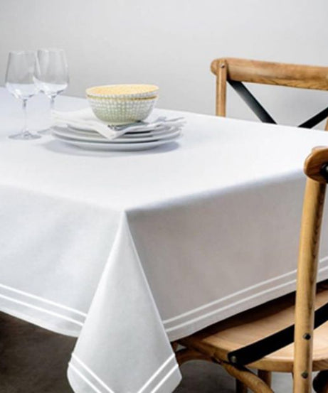 Double Embroidery Border Cotton Sateen Solid Table Cloth