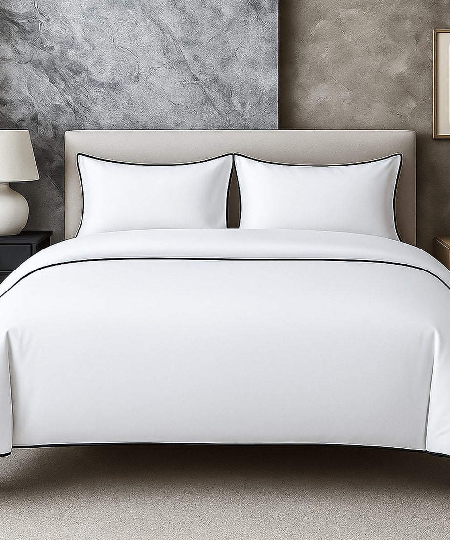 400 TC 100% Tencel Soft Silk Piping Duvet Cover Set