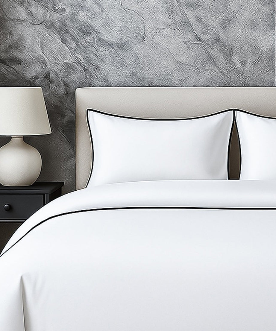 400 TC 100% Tencel Soft Silk Piping Duvet Cover Set
