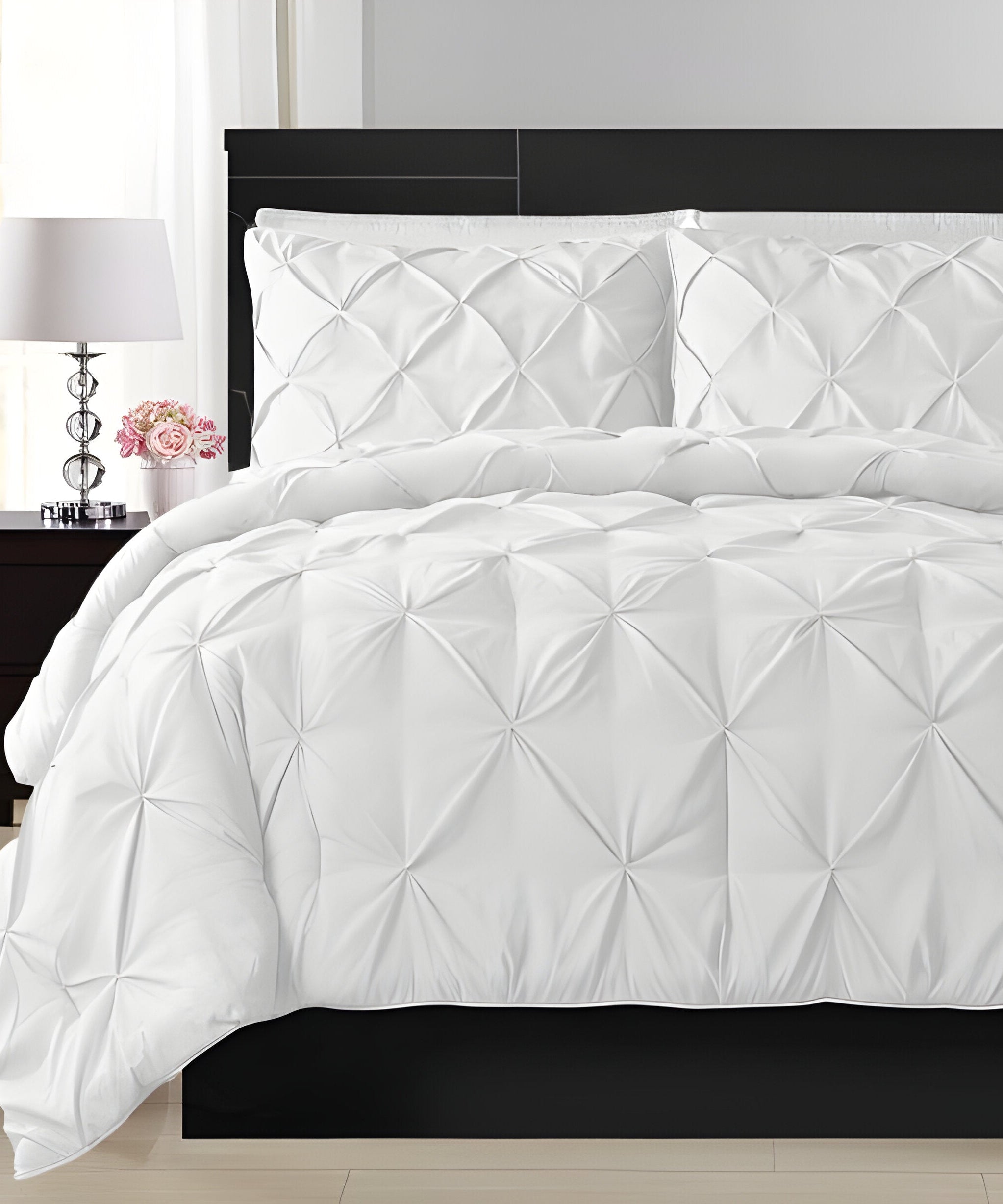 400TC Cotton Pintuck Sateen Solid Duvet Cover Set
