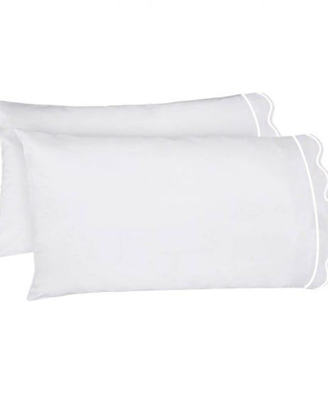 400TC Cotton Scallop Embroidery & Border Sateen Solid Sheet Set